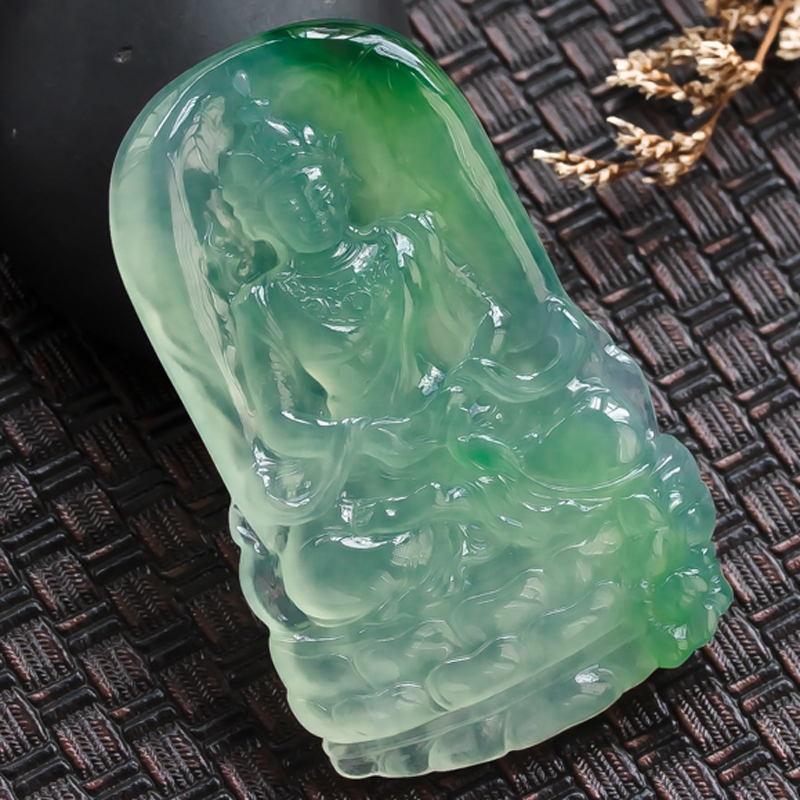 天然缅甸翡翠玉器A货正品冰种度母玉佩玉吊坠